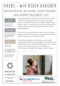 Flyer zum Info-Abend für Angehörige