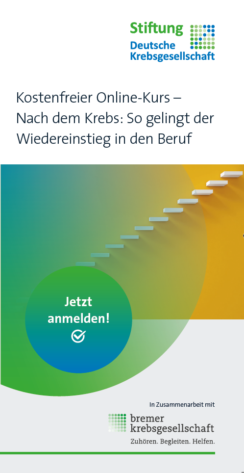 Titelseite des Flyers zum Onlinekurs der Krebsstiftung